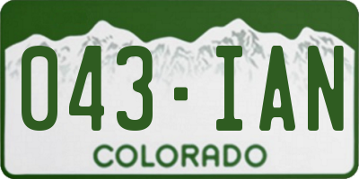 CO license plate 043IAN