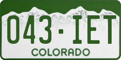 CO license plate 043IET