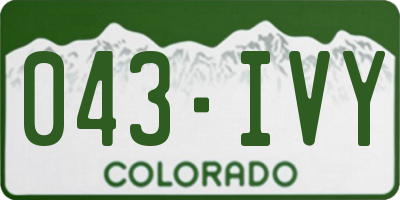 CO license plate 043IVY
