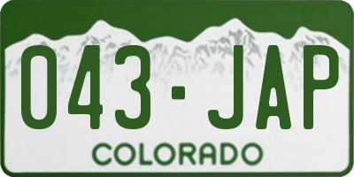 CO license plate 043JAP