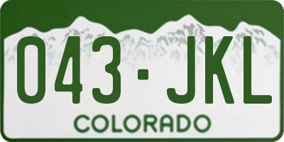 CO license plate 043JKL