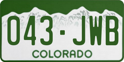 CO license plate 043JWB