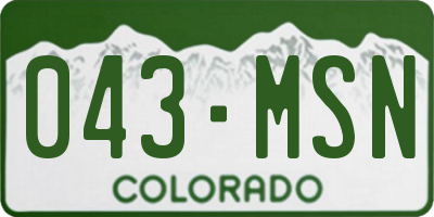 CO license plate 043MSN