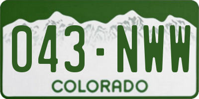 CO license plate 043NWW