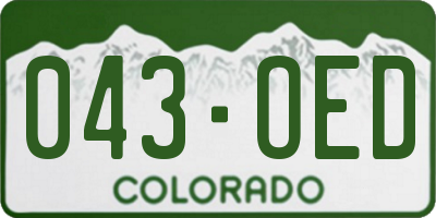 CO license plate 043OED
