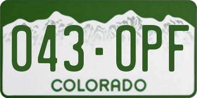CO license plate 043OPF