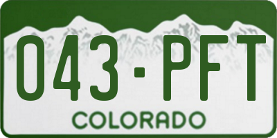 CO license plate 043PFT