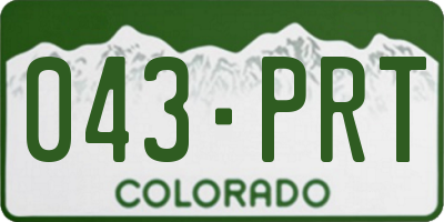 CO license plate 043PRT