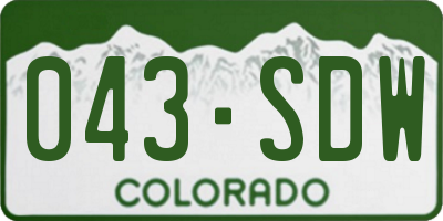 CO license plate 043SDW
