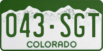 CO license plate 043SGT