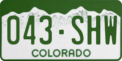 CO license plate 043SHW