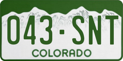 CO license plate 043SNT