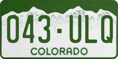 CO license plate 043ULQ