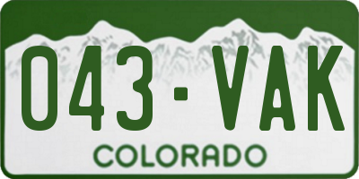 CO license plate 043VAK