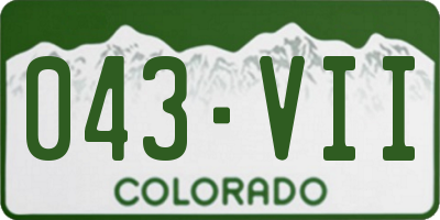 CO license plate 043VII