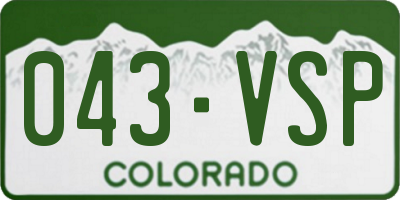 CO license plate 043VSP