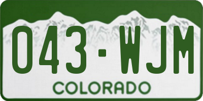 CO license plate 043WJM