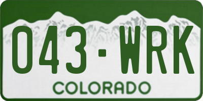 CO license plate 043WRK