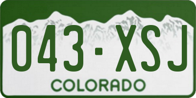 CO license plate 043XSJ