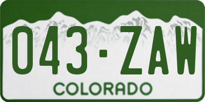 CO license plate 043ZAW