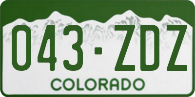 CO license plate 043ZDZ