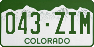 CO license plate 043ZIM