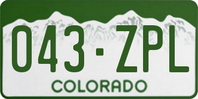 CO license plate 043ZPL