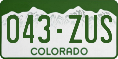 CO license plate 043ZUS