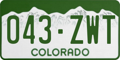 CO license plate 043ZWT