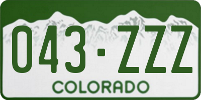 CO license plate 043ZZZ