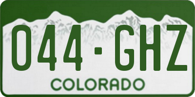 CO license plate 044GHZ