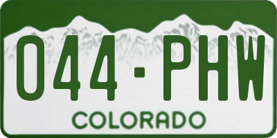 CO license plate 044PHW