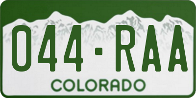 CO license plate 044RAA