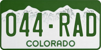 CO license plate 044RAD