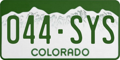 CO license plate 044SYS