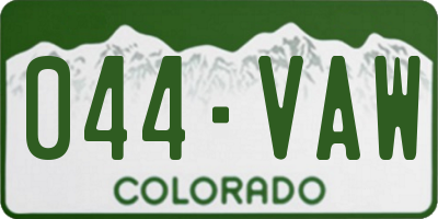CO license plate 044VAW
