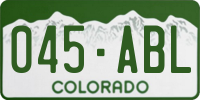 CO license plate 045ABL