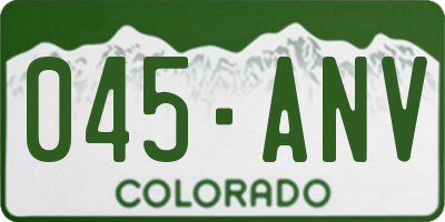 CO license plate 045ANV