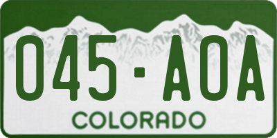 CO license plate 045AOA
