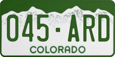 CO license plate 045ARD