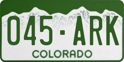 CO license plate 045ARK
