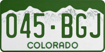 CO license plate 045BGJ