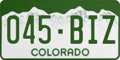 CO license plate 045BIZ