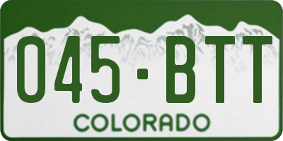 CO license plate 045BTT