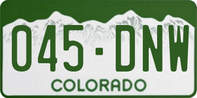 CO license plate 045DNW