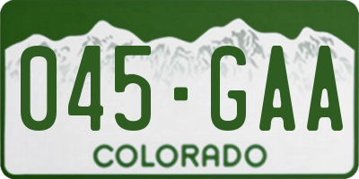 CO license plate 045GAA