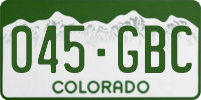 CO license plate 045GBC