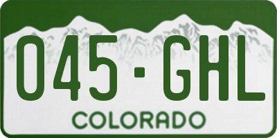 CO license plate 045GHL