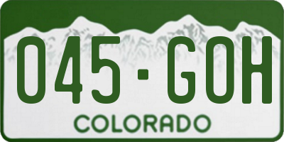 CO license plate 045GOH