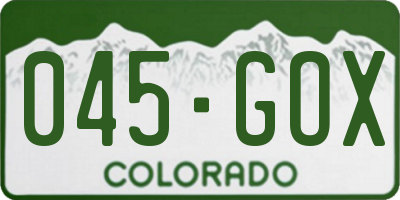CO license plate 045GOX